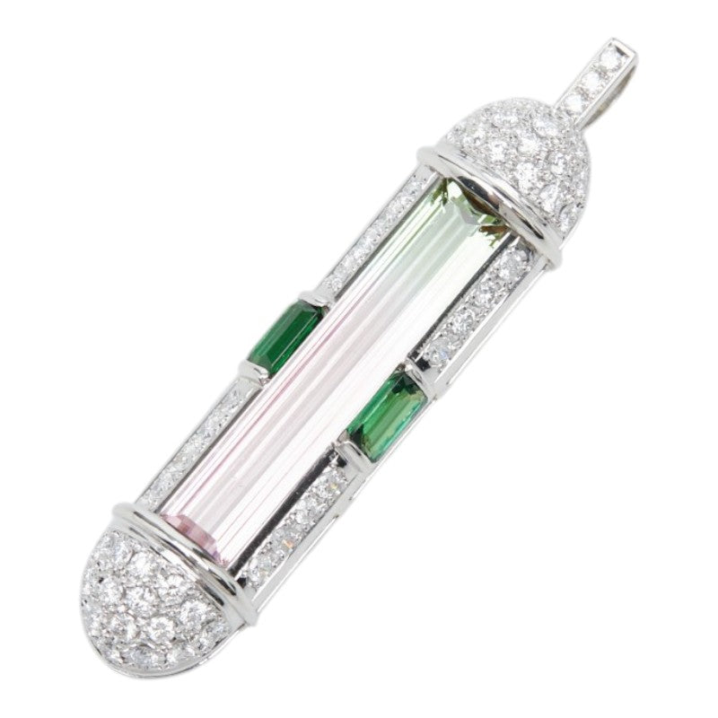 Pt900 プラチナ バイカラートルマリン5.25ct ダイヤ0.82ct トルマリン0.38ct ペンダントトップ ネックレス レディース 【中古】