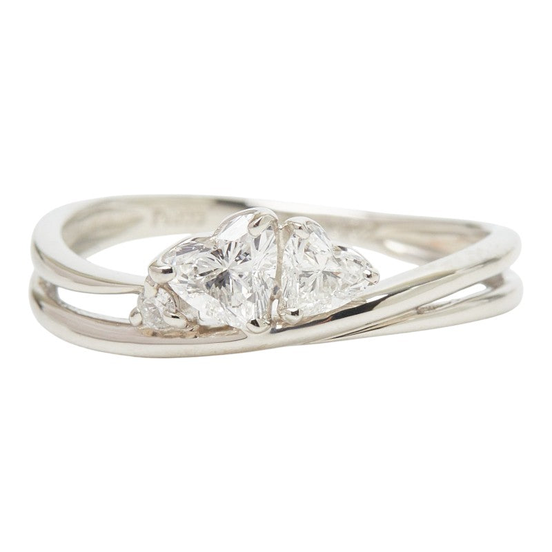 Pt900 プラチナ ダイヤ0.38ct ダイヤ0.02ct デザインリング ハートモチーフ リング 指輪 レディース 10号 【中古】