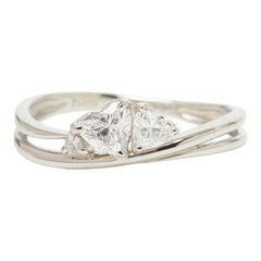 Pt900 プラチナ ダイヤ0.38ct ダイヤ0.02ct デザインリング ハートモチーフ リング 指輪 レディース 10号 【中古】