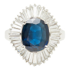Pt900 プラチナ サファイア3.10ct ダイヤ1.10ct フラワーモチーフ リング 指輪 レディース 11.5号 【中古】