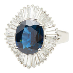 Pt900 プラチナ サファイア3.10ct ダイヤ1.10ct フラワーモチーフ リング 指輪 レディース 11.5号 【中古】