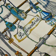 エルメス カレ90 PASEMENTERIE 紐飾り スカーフ ホワイト ブルー マルチカラー シルク レディース HERMES 【中古】