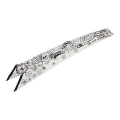 シャネル ココマーク Rue Cambon ツイリー ヘアバンド モノクロ ホワイト ブラック シルク レディース CHANEL 【中古】