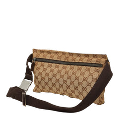グッチ GGキャンバス ボディバッグ ウエストバッグ 28566 ベージュ ブラウン キャンバス レザー レディース GUCCI 【中古】