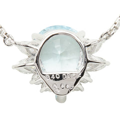 Pt850 プラチナ アクアマリン3.40ct ダイヤ0.52ct ペアーシェイプカット ペンダント ネックレス レディース 【中古】