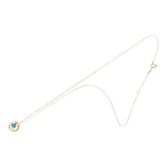 スタージュエリー K10YG イエローゴールド ブルートパーズ ダイヤ0.01ct 地球デザイン ペンダント ネックレス レディース STAR JEWELRY 【中古】