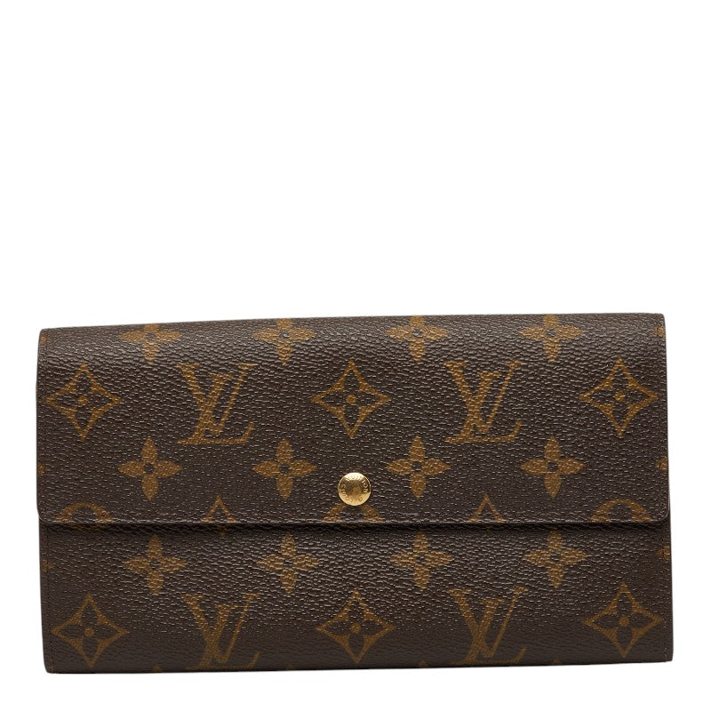 ルイ ヴィトン モノグラム ポシェット ポルトモネ クレディ 長財布 M61725 ブラウン PVC レザー レディース LOUIS VUITTON 【中古】