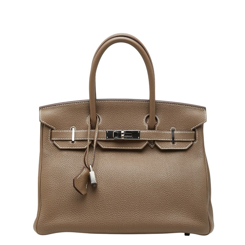 エルメス バーキン30 ハンドバッグ 内縫い X刻印 2016 エトゥープ シルバー金具 トゴ レディース HERMES 【中古】