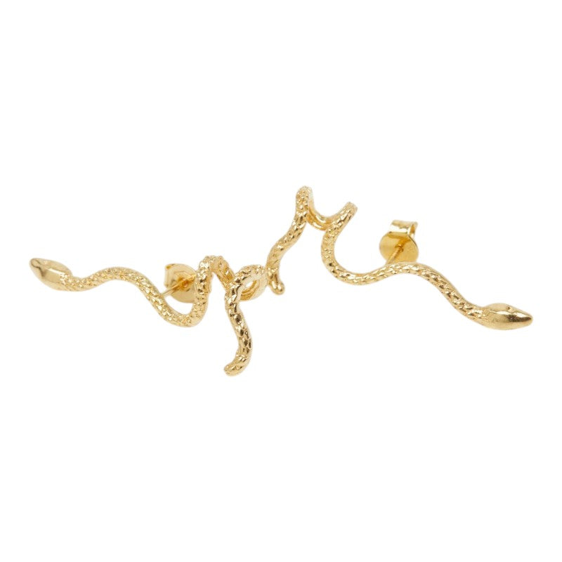 K18YG イエローゴールド スネークモチーフ ピアス レディース 【中古】