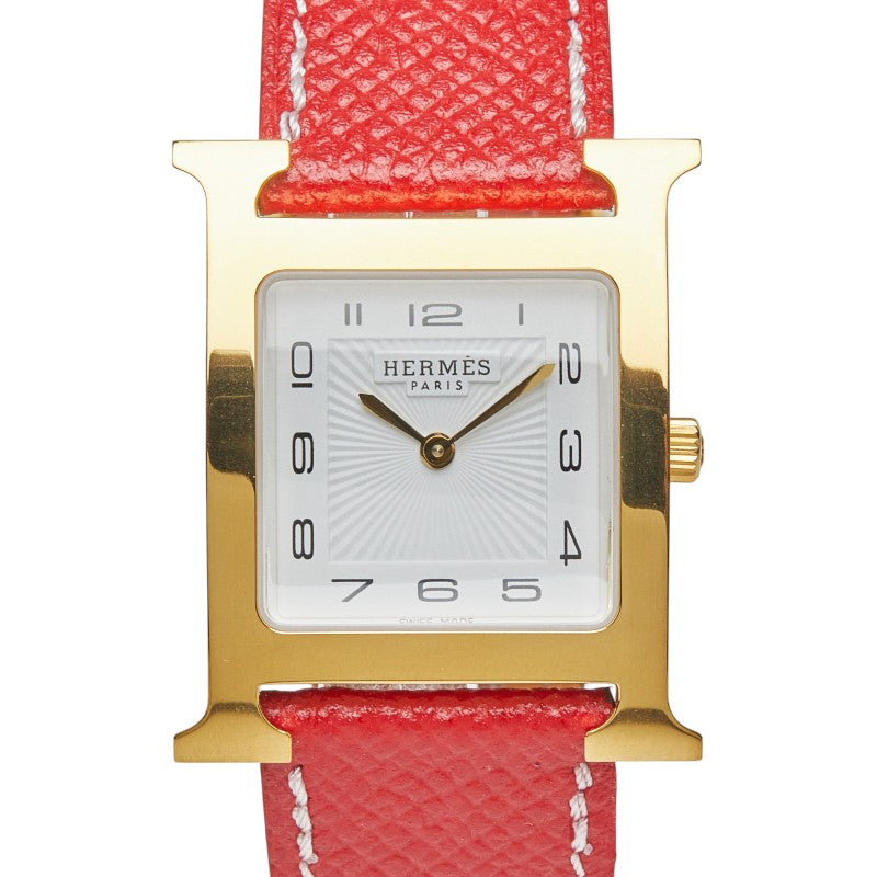 エルメス Hウォッチ 腕時計 HH1.510 クオーツ ホワイト文字盤 レザー レディース HERMES 【中古】