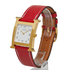 エルメス Hウォッチ 腕時計 HH1.510 クオーツ ホワイト文字盤 レザー レディース HERMES 【中古】