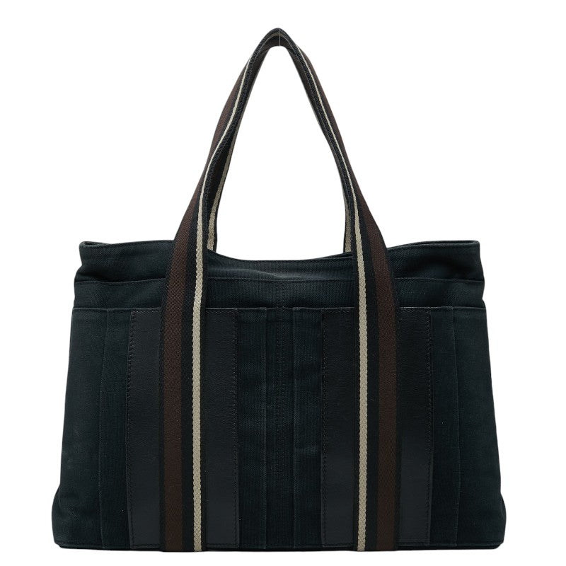 エルメス トロカホリゾンタルMM トートバッグ ショルダーバッグ ブラック ブラウン キャンバス レザー レディース HERMES 【中古】