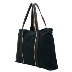 エルメス トロカホリゾンタルMM トートバッグ ショルダーバッグ ブラック ブラウン キャンバス レザー レディース HERMES 【中古】