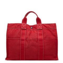 エルメス フールトゥ トートMM ハンドバッグ トートバッグ レッド キャンバス レディース HERMES 【中古】