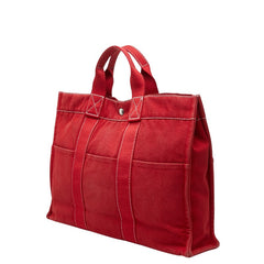 エルメス フールトゥ トートMM ハンドバッグ トートバッグ レッド キャンバス レディース HERMES 【中古】