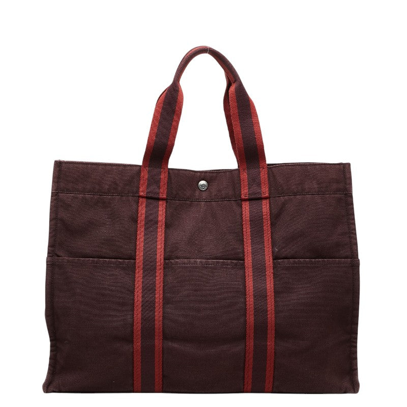 エルメス フールトゥ トートGM ハンドバッグ トートバッグ ワインレッド ボルドー キャンバス レディース HERMES 【中古】