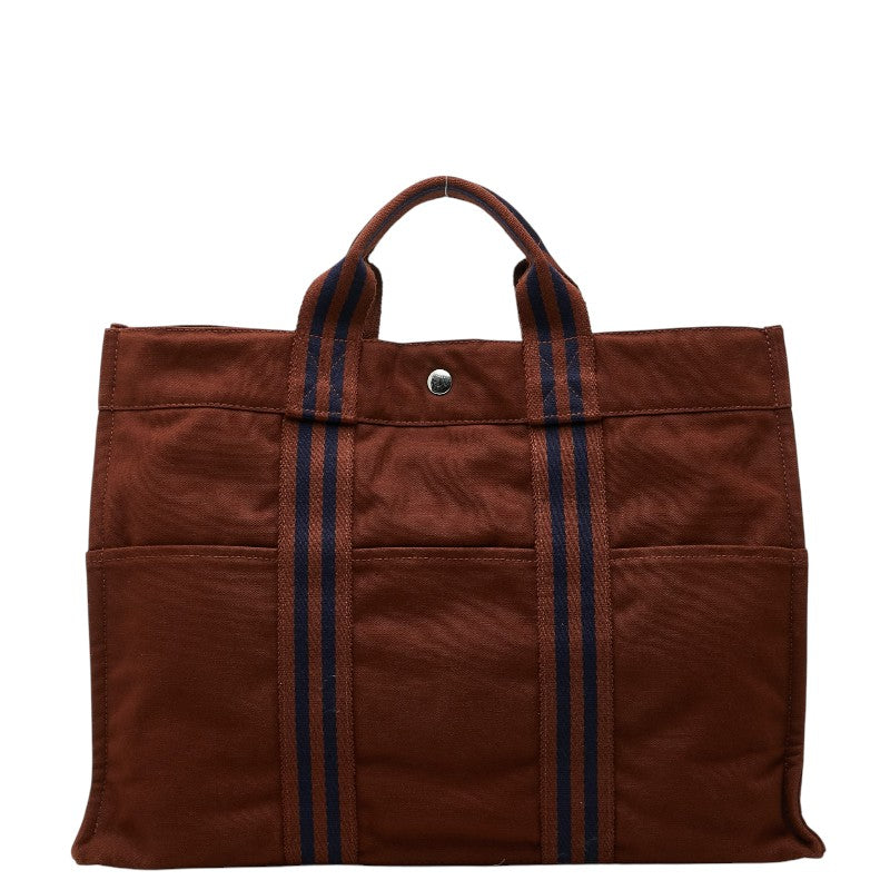 エルメス フールトゥMM トートバッグ ブラウン コットンキャンバス レディース HERMES 【中古】