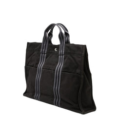 エルメス フールトゥ トートMM ハンドバッグ トートバッグ ブラック グレー キャンバス レディース HERMES 【中古】