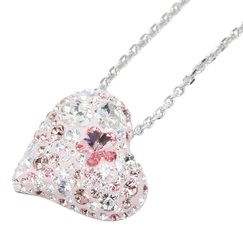スワロフスキー ハート モチーフ ネックレス シルバー ピンク メタル ラインストーン レディース SWAROVSKI 【中古】