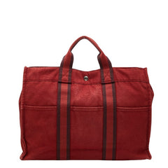 エルメス フールトゥ トートMM ハンドバッグ トートバッグ レッド キャンバス レディース HERMES 【中古】
