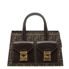フェンディ ズッカ ハンドバッグ 0914750 ブラウン キャンバス レザー レディース FENDI 【中古】