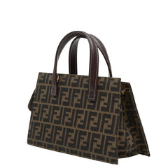 フェンディ ズッカ ハンドバッグ 0914750 ブラウン キャンバス レザー レディース FENDI 【中古】