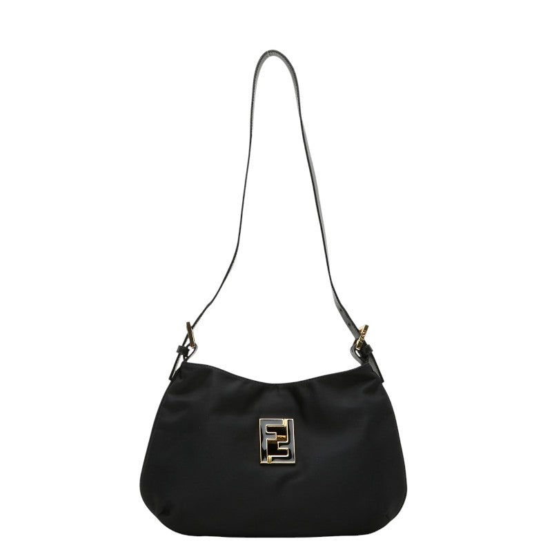 フェンディ FFロゴ 肩掛け ショルダーバッグ ブラック ナイロン レザー レディース FENDI 【中古】
