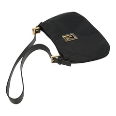 フェンディ FFロゴ 肩掛け ショルダーバッグ ブラック ナイロン レザー レディース FENDI 【中古】