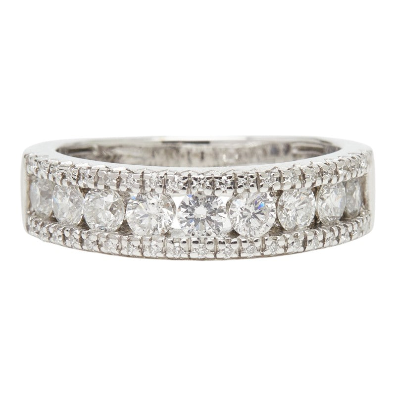 K18WG ホワイトゴールド ダイヤ0.83ct ハーフエタニティリング リング 指輪 レディース 10号 【中古】