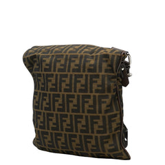 フェンディ ズッカ 斜め掛け ショルダーバッグ 7VA255 カーキ ブラウン ナイロン レザー レディース FENDI 【中古】