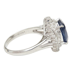 Pt900 プラチナ サファイア3.82ct ダイヤ0.57ct フラワーモチーフ リング 指輪 レディース 11.5号 【中古】