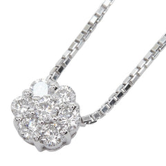 K18WG ホワイトゴールド ダイヤ0.35ct フラワーモチーフ ペンダント ネックレス レディース 【中古】
