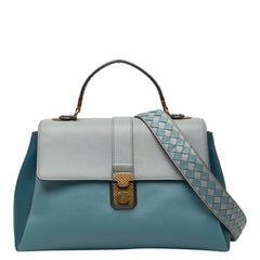 ボッテガヴェネタ ピアッツァ ハンドバッグ ショルダーバッグ 2WAY ライトブルー レザー レディース BOTTEGAVENETA 【中古】