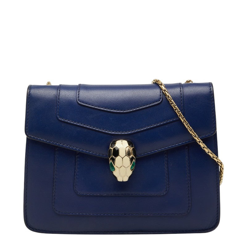 ブルガリ セルペンティ フォーエバー チェーン ショルダーバッグ ネイビー レザー レディース BVLGARI 【中古】