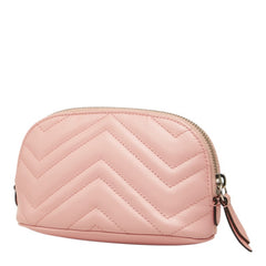 グッチ GGマーモント ポーチ 小物入れ 625544 ピンク シルバー レザー レディース GUCCI 【中古】