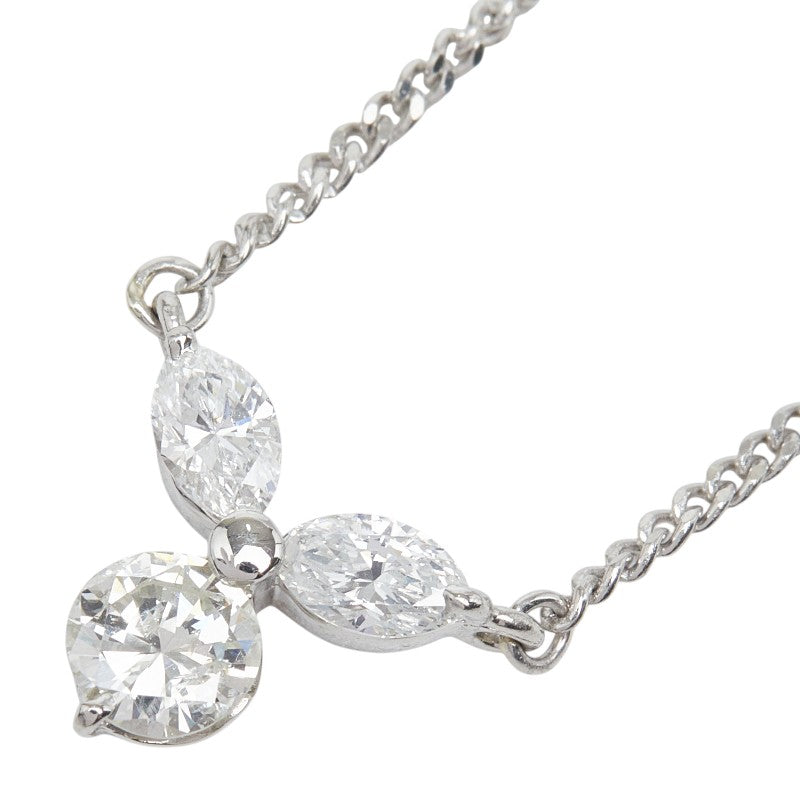 Pt850 プラチナ ダイヤ0.38ct ダイヤ0.41ct TOEI CROWN フラワーモチーフ ペンダント ネックレス レディース 【中古】