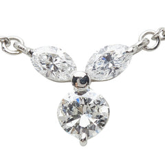 Pt850 プラチナ ダイヤ0.38ct ダイヤ0.41ct TOEI CROWN フラワーモチーフ ペンダント ネックレス レディース 【中古】
