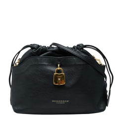 バーバリー 斜め掛け ショルダーバッグ 巾着 ITCF&10SCA ブラック レザー レディース BURBERRY 【中古】