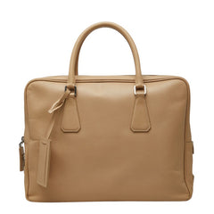 プラダ 三角ロゴプレート ハンドバッグ ブリーフケース ビジネスバッグ VS0305 ベージュ サフィアーノレザー メンズ PRADA 【中古】
