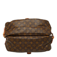 ルイ ヴィトン モノグラム ソミュール35 斜め掛け ショルダーバッグ M42254 ブラウン PVC レザー レディース LOUIS VUITTON 【中古】