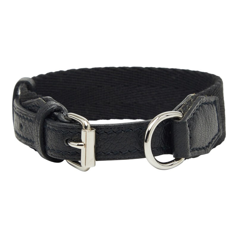 エルメス ケリー ドッグカラー 首輪 □M刻印 ブラック レザー キャンバス レディース HERMES 【中古】