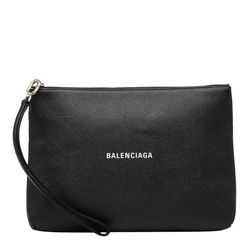 バレンシアガ ロゴ クラッチバッグ ブラック レザー メンズ BALENCIAGA 【中古】