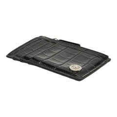 ヴェルサーチェ メドゥーサビギー 型押し フラグメントケース カードケース コインケース ブラック レザー レディース VERSACE 【中古】