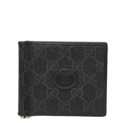 グッチ GGスプリーム 二つ折り マネークリップ 札入れ ブラック PVC メンズ GUCCI 【中古】