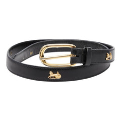 セリーヌ 馬車 ベルト サイズ 80 ブラック ゴールド金具 レザー レディース CELINE 【中古】