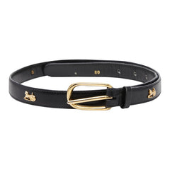 セリーヌ 馬車 ベルト サイズ 80 ブラック ゴールド金具 レザー レディース CELINE 【中古】