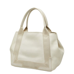バレンシアガ パンチングロゴ ネイビーカバス S ハンドバッグ トートバッグ 339933 ホワイト レザー キャンバス レディース BALENCIAGA 【中古】