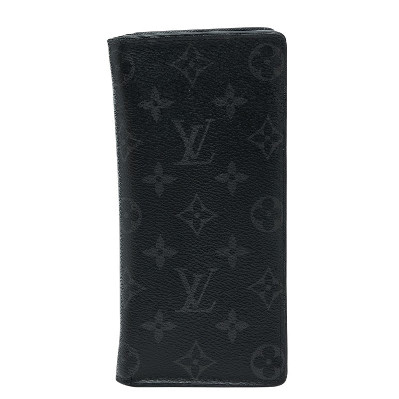 ルイ ヴィトン モノグラム エクリプス ポルトフォイユ ブラザ 長財布 M61697 ブラック グレー PVC レザー メンズ LOUIS VUITTON 【中古】