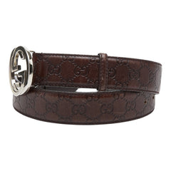 グッチ グッチシマ インターロッキングG ベルト サイズ 90 36 114984 ブラウン レザー メンズ GUCCI 【中古】