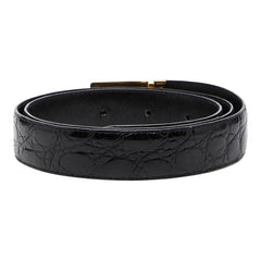 シャネル コッコドリーロ クロコ型押し ベルト 105/42 ブラック ゴールド レザー メンズ CHANEL 【中古】